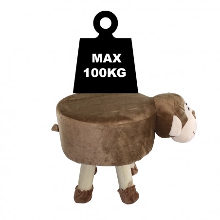 Pouf in morbido tessuto 372025 forma di Scimmietta legno e stoffa 40x27xH30 cm