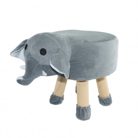 Pouf in morbido tessuto 372025 forma di Elefante in legno e stoffa 40x27xH30 cm