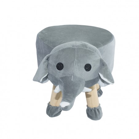 Pouf in morbido tessuto 372025 forma di Elefante in legno e stoffa 40x27xH30 cm