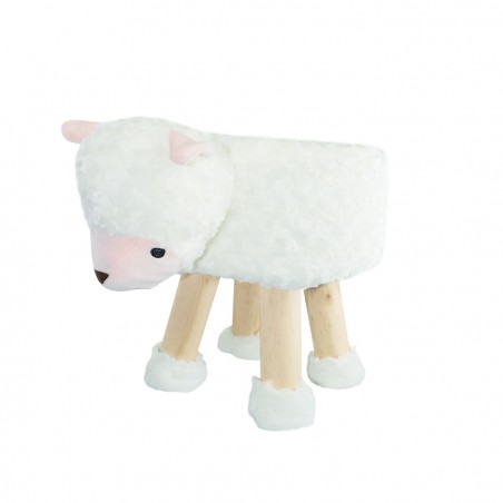 Pouf in morbido tessuto 372025 forma di Pecora in legno e stoffa 40x27xH30 cm