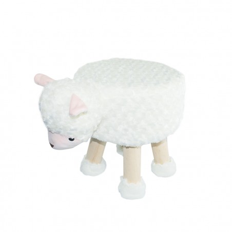 Pouf in morbido tessuto 372025 forma di Pecora in legno e stoffa 40x27xH30 cm