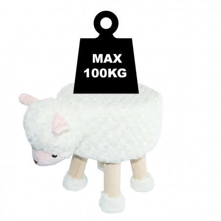 Pouf in morbido tessuto 372025 forma di Pecora in legno e stoffa 40x27xH30 cm