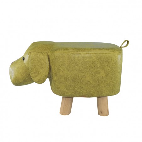 Pouf in morbido tessuto ecopelle 372027 forma Cagnolino in legno 47x25xH28 cm