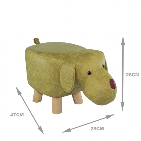 Pouf in morbido tessuto ecopelle 372027 forma Cagnolino in legno 47x25xH28 cm