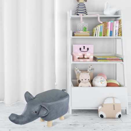 Pouf in morbido tessuto ecopelle 372027 forma di Elefante in legno 47x25xH28 cm