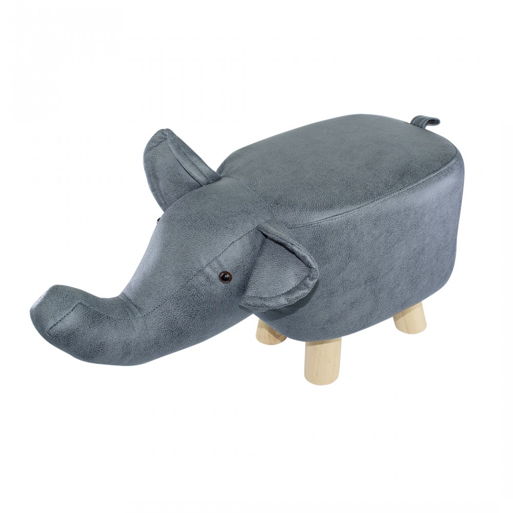 Pouf in morbido tessuto ecopelle 372027 forma di Elefante in legno 47x25xH28 cm