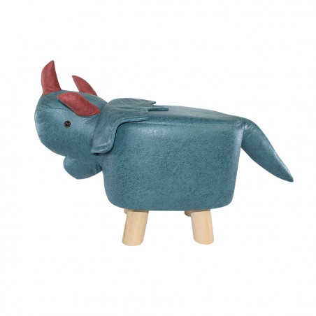 Pouf in morbido tessuto ecopelle 372027 forma Rinoceronte in legno 47x25xh28 cm