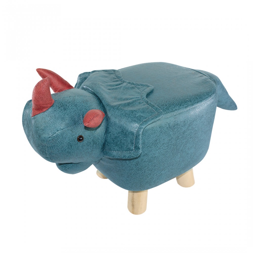 Pouf in morbido tessuto ecopelle 372027 forma Rinoceronte in legno 47x25xh28 cm