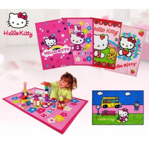 Image of Tappeto per camerette bambini Hello Kitty varie fantasie 67 x 100 cm con fondo in lattice antiscivolo %EAN%
