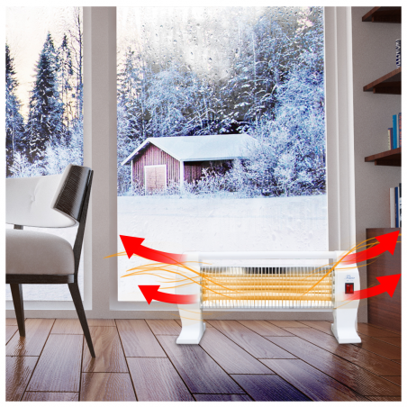 Stufa al quarzo 1200W 3 elementi da terra con 3 livelli calore 064007 e manico