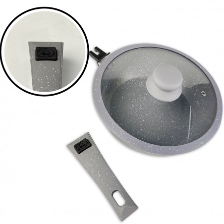 DGBAVARIA set padelle 14pz 20-24-28 cm 255029 GRIGIO manici rimovibili e mestoli