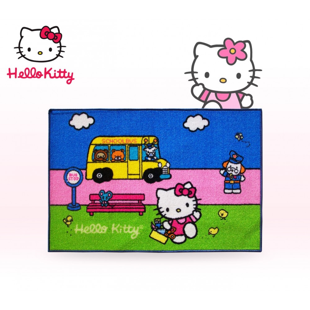 Tappeto per camerette bambini Hello Kitty varie fantasie 67 x 100 con fondo in lattice antiscivolo