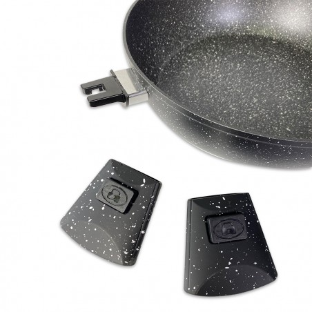 BAVARIA set tegami 17pz 20-24-28 cm 255028 NERO manici rimovibili e mestoli