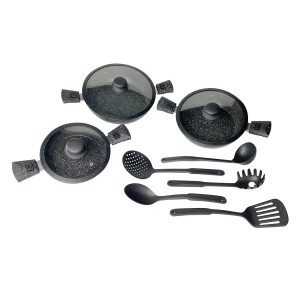 BAVARIA set tegami 17pz 20-24-28 cm 255028 NERO manici...