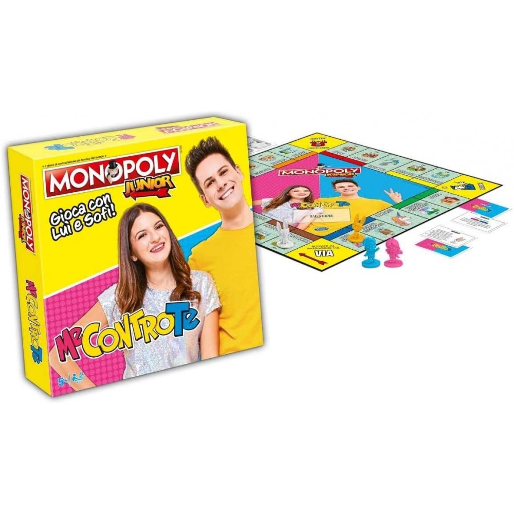 Monopoly JUNIOR 041683 gioca con i ME CONTRO TE gioco da tavola con pedine in 3D