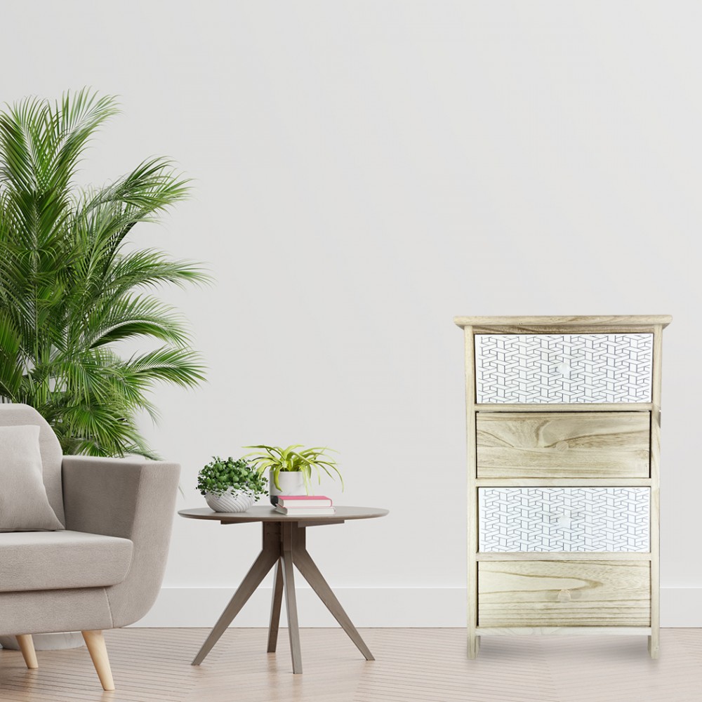 Mobiletto in legno con fantastia geometrica...