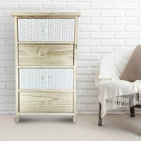 Mobiletto in legno con fantastia geometrica 398002 con 4 cassetti 40x29xH73 cm