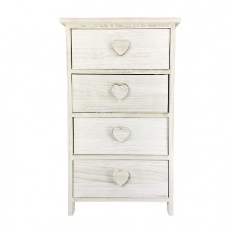 Mobiletto legno con pomello a forma di cuore 4 cassetti 40x29xH73 cm art. 398009