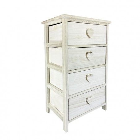 Mobiletto legno con pomello a forma di cuore 4 cassetti 40x29xH73 cm art. 398009