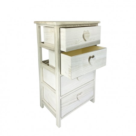 Mobiletto legno con pomello a forma di cuore 4 cassetti 40x29xH73 cm art. 398009