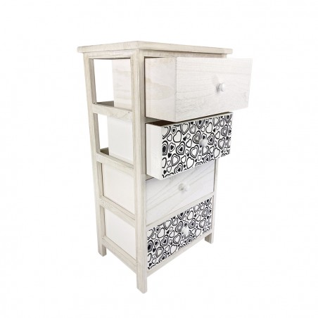 Mobiletto in legno con fantasia a cuori art. 398006 con 4 cassetti 40x29xH73 cm