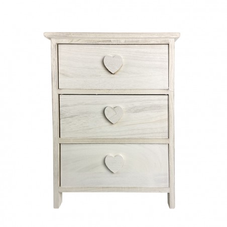 Mobiletto in legno con manico a forma di cuore 398008 con 3 cassetti 40x29xH58cm