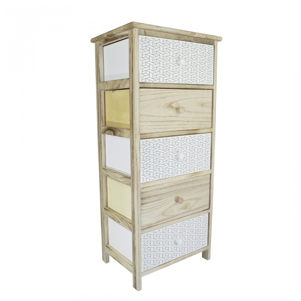 Mobiletto in legno con fantasia geometrica 5...