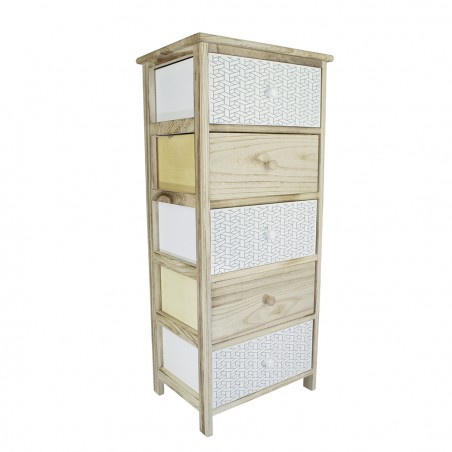 Mobiletto in legno con fantasia geometrica 5 cassetti 40x29xH90cm art. 398003