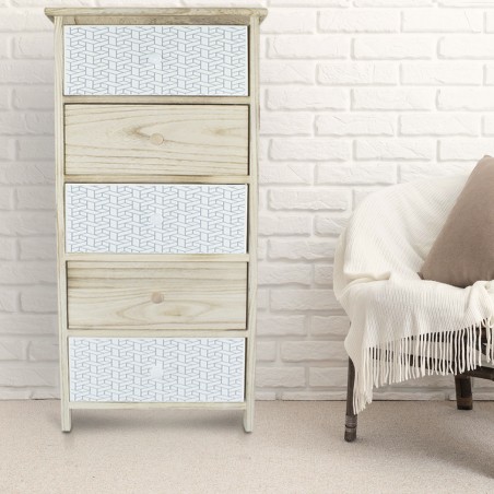 Mobiletto in legno con fantasia geometrica 5 cassetti 40x29xH90cm art. 398003