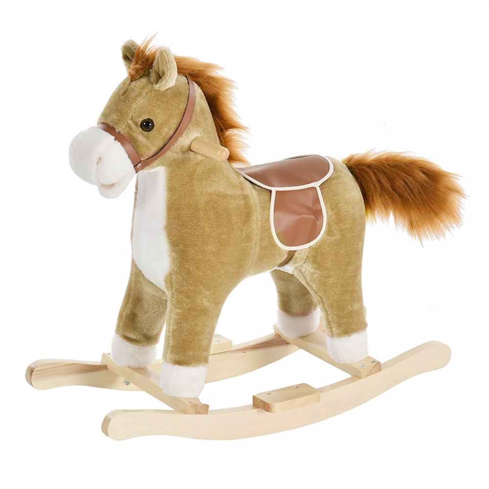 Baldo cavallo a dondolo con suoni e movimento 720401 MARRONE in soffice peluche