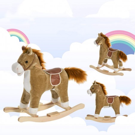 Baldo cavallo a dondolo con suoni e movimento 720401 MARRONE in soffice peluche