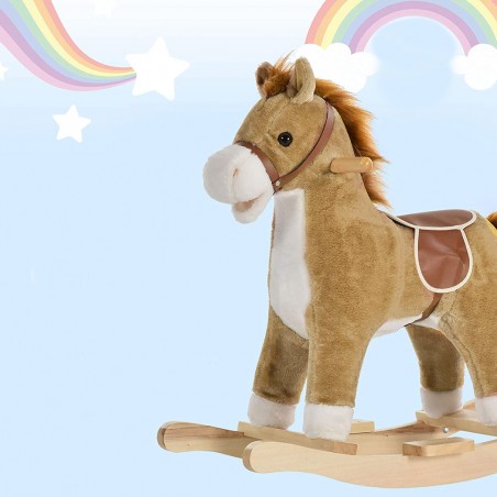 Baldo cavallo a dondolo con suoni e movimento 720401 MARRONE in soffice peluche