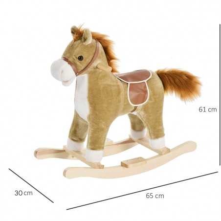 Baldo cavallo a dondolo con suoni e movimento 720401 MARRONE in soffice peluche