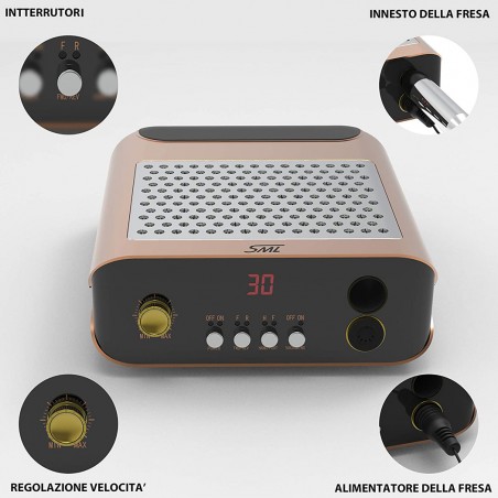 Fresa professionale con ventola e aspiratore 30000 rpm 083020 NAIL SANDER M2