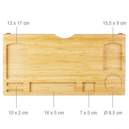 Organizzatore tavolo supporto computer multifunzione in legno bambù 60x30xH8 cm
