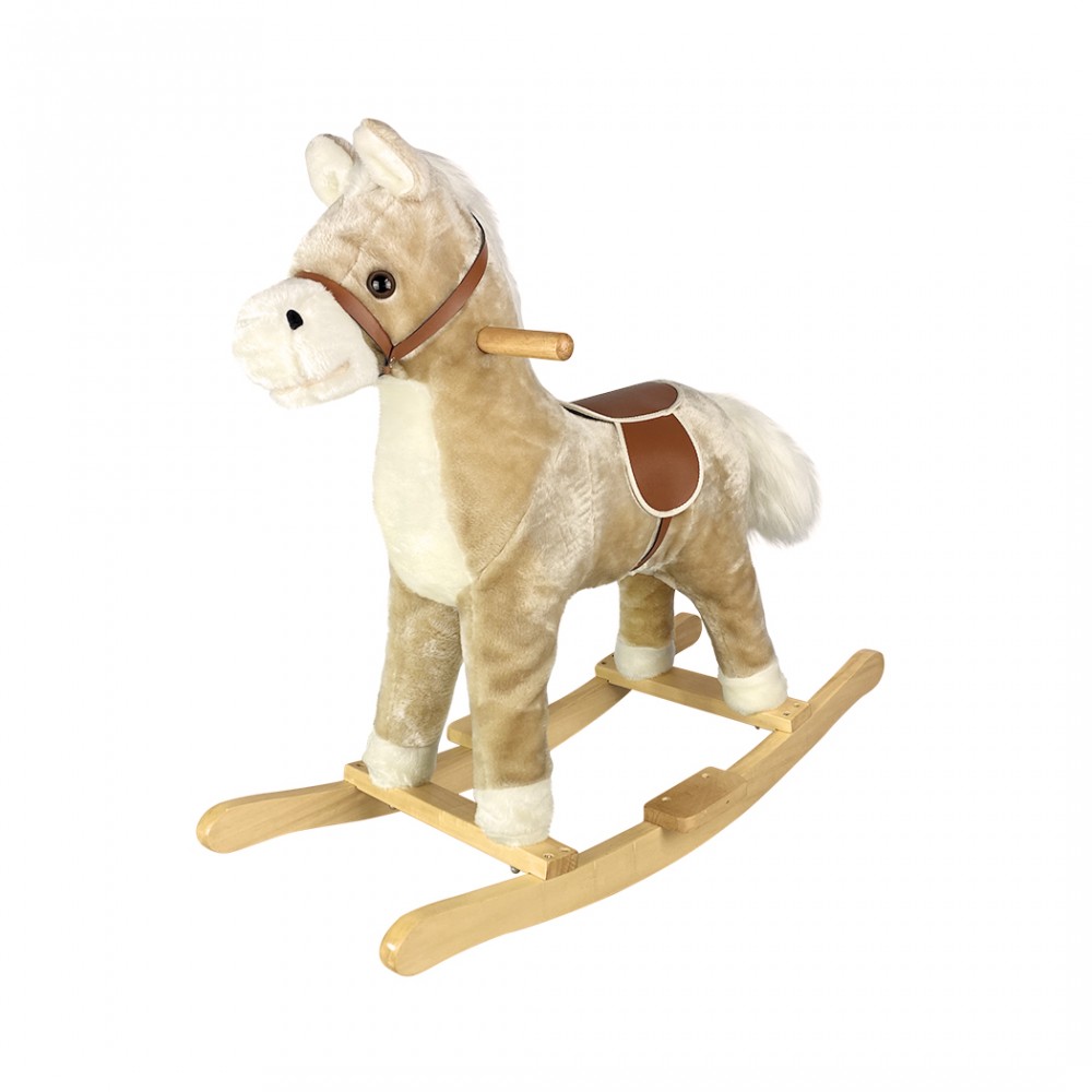 Baldo cavallo a dondolo con suoni e movimento 720400 BEIGE in soffice peluche