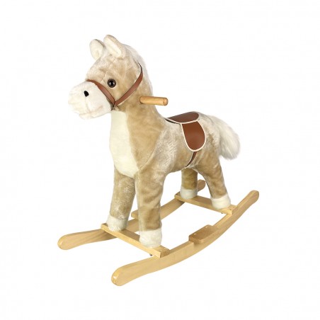Baldo cavallo a dondolo con suoni e movimento 720400 BEIGE in soffice peluche