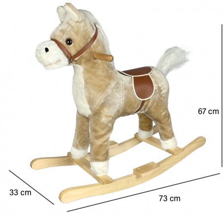 Baldo cavallo a dondolo con suoni e movimento 720400 BEIGE in soffice peluche