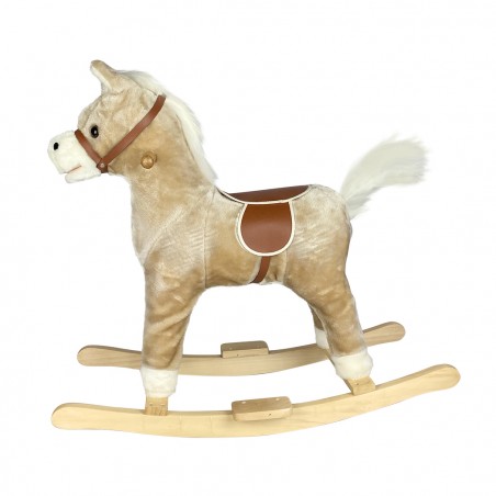 Baldo cavallo a dondolo con suoni e movimento 720400 BEIGE in soffice peluche