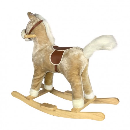 Baldo cavallo a dondolo con suoni e movimento 720400 BEIGE in soffice peluche