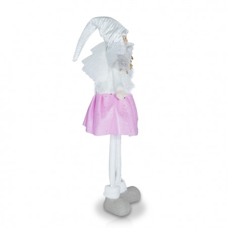 Fatina decorativa in stoffa colore bianca e rosa art. 234045 alta 50 cm pasqua