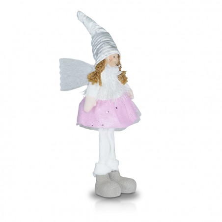 Fatina decorativa in stoffa colore bianca e rosa art. 234046 alta 30 cm pasqua