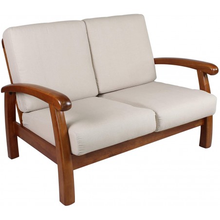 Divano 2 Posti in Legno di faggio mod. Texas 120x85x83 cm colore Ecrù