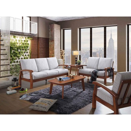 Divano 2 Posti in Legno di faggio mod. Texas 120x85x83 cm colore Ecrù