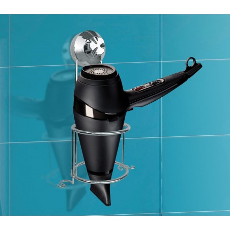 Supporto phon verticale salvaspazio montaggio semplice e senza viti in acciaio solido e resistente Supporto phon verticale salvaspazio montaggio semplice e senza viti in acciaio solido e resistente