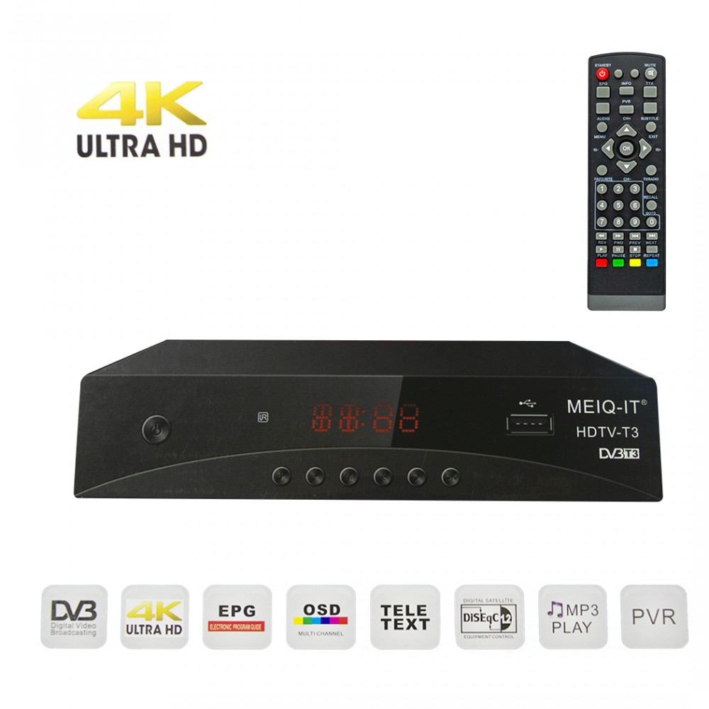 Decoder HDTV-T3 ULTRA HD 4K sistema PVR art. 004120 uscita SCART e HDTV