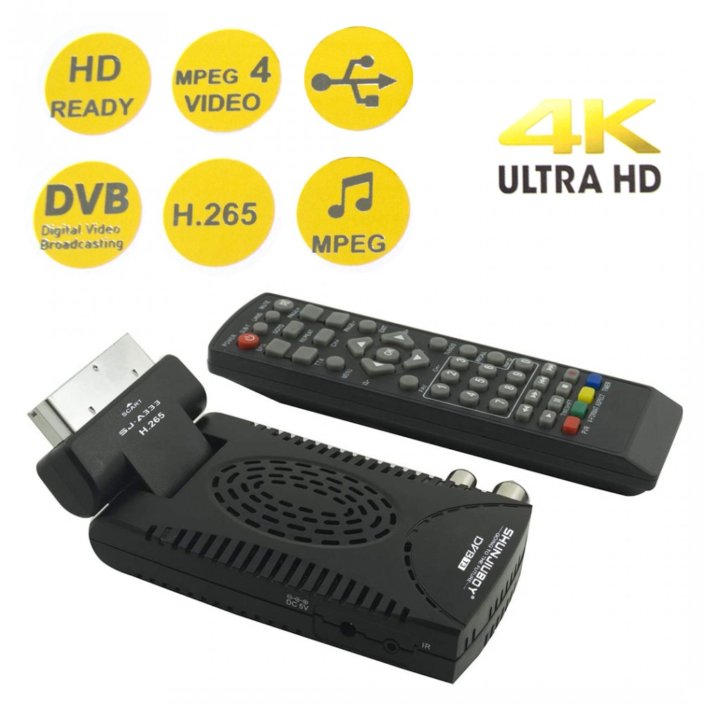 Ricevitore digitale terrestre HDTV DVB-T3 FULL HD 4K 003337 uscita USB e HDTV