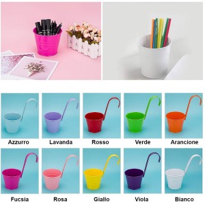 Set 10 vasi porta fiori in ferro 27x14x12 con foro... 2