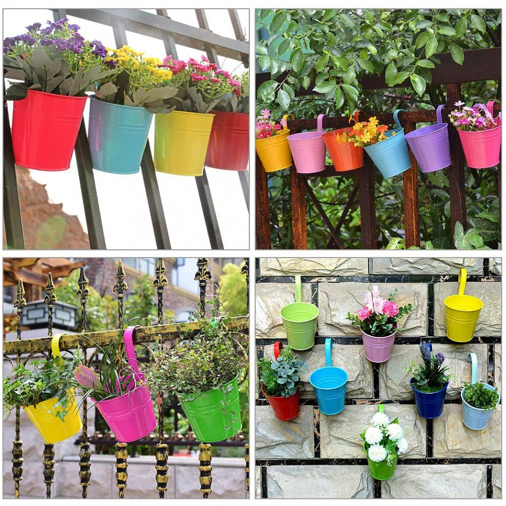 Set 10 vasi porta fiori in ferro 27x14x12 con...