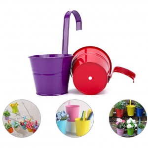 Set 10 vasi porta fiori in ferro 17x10x8 con foro...